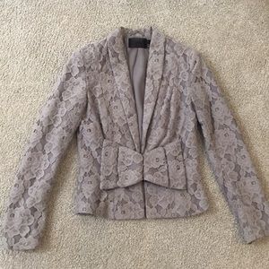 H&M Gray lace blazer with bow detail